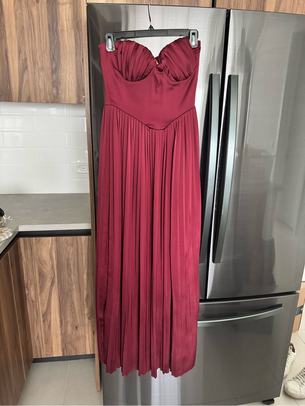House of CB Marcella Burgundy Pleated Maxi Skirt - Women